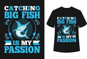 design de camiseta de pesca vetor