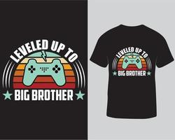 nivelado para download de design de camiseta gráfico vetorial de jogo de irmão mais velho vetor