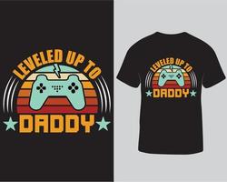 nivelado para o papai design de camiseta de jogos engraçados download profissional vetor