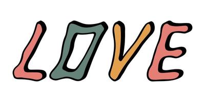 mão desenhada letras coloridas de vetor. doodle bonito de férias. amor clipart vetor