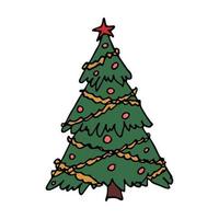 árvore de Natal mão desenhada clipart. rabisco de abeto. elemento único para cartão, impressão, web, design, decoração vetor