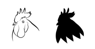 conjunto de ícones gráficos de contorno simples de galo isolado no fundo branco. elemento de design de logotipo de pássaro de fazenda. silhueta negra em estilo de arte de linha. vetor