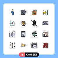 16 ícones criativos, sinais e símbolos modernos de compra de documento de objeto, automação de marketing digital, elementos de design de vetores criativos editáveis
