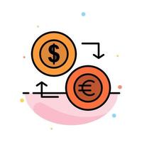 troca de moedas moeda dólar euro finança dinheiro financeiro abstrato modelo de ícone de cor plana vetor