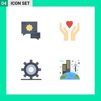 4 pacote de ícones planos de interface de usuário de sinais e símbolos modernos de cuidados com a engrenagem islâmica, codificação de elementos de design de vetores editáveis de energia