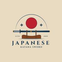 design de ilustração vetorial vintage do logotipo da espada katana. vetor