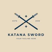 espada katana logotipo minimalista design de ilustração vetorial vintage vetor