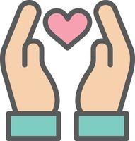 mão segurando o design do ícone do vetor de coração