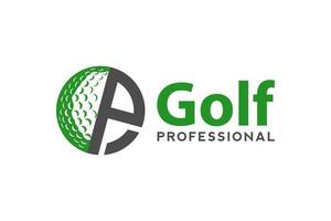letra p para modelo de vetor de design de logotipo de golfe, rótulo vetorial de golfe, logotipo de campeonato de golfe, ilustração, ícone criativo, conceito de design