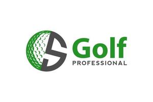 letra s para modelo de vetor de design de logotipo de golfe, rótulo vetorial de golfe, logotipo de campeonato de golfe, ilustração, ícone criativo, conceito de design