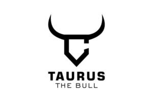 logotipo da letra c, logotipo do touro, logotipo da cabeça do touro, elemento de modelo de design do logotipo do monograma vetor