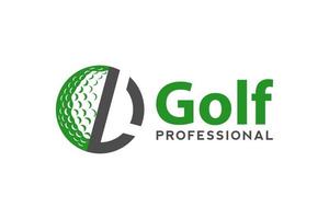 letra l para modelo de vetor de design de logotipo de golfe, rótulo vetorial de golfe, logotipo de campeonato de golfe, ilustração, ícone criativo, conceito de design