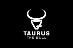 logotipo da letra q, logotipo do touro, logotipo da cabeça do touro, elemento de modelo de design do logotipo do monograma vetor