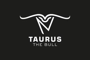 logotipo da letra n, logotipo do touro, logotipo da cabeça do touro, elemento de modelo de design do logotipo do monograma vetor