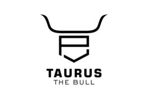 logotipo da letra p, logotipo do touro, logotipo da cabeça do touro, elemento de modelo de design do logotipo do monograma vetor