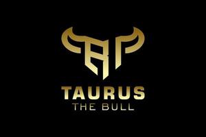 logotipo da letra r, logotipo do touro, logotipo da cabeça do touro, elemento de modelo de design do logotipo do monograma vetor