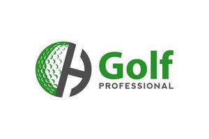 letra h para modelo de vetor de design de logotipo de golfe, rótulo vetorial de golfe, logotipo de campeonato de golfe, ilustração, ícone criativo, conceito de design