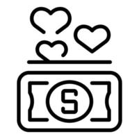 vetor de contorno do ícone de doação de dinheiro. evento de caridade