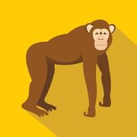 macaco marrom em pé em seu ícone de quatro patas vetor