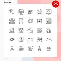 Pacote de linha de interface de usuário 25 de sinais e símbolos modernos de vestuário de ônibus de comércio eletrônico ação de graças elementos de design vetorial editáveis vetor