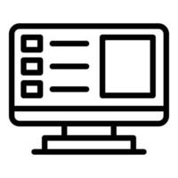 vetor de contorno de ícone de monitor de votação online. enquete digital