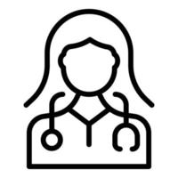 vetor de contorno de ícone de enfermeira estetoscópio. médico de saúde