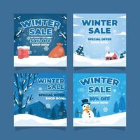 design de postagem de mídia social de venda de inverno vetor