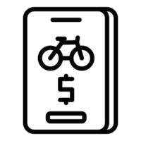 pague o vetor de contorno do ícone on-line da bicicleta. aluguel da cidade