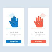 pare o download da mão azul e vermelha e compre agora modelo de cartão de widget da web vetor