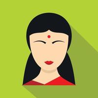 ícone de garota indiana, estilo simples vetor