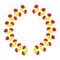 moldura redonda floral vermelha em forma circular sobre fundo branco. modelo de coroa de louros adequado para logotipos, grinaldas, designs vencedores, prêmios e prêmios. ilustração vetorial. vetor