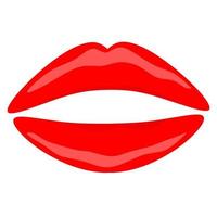 ilustração em vetor lábios vermelhos femininos isolada no fundo branco. lábios de garota vermelha quente, beijo. conceito de beleza.