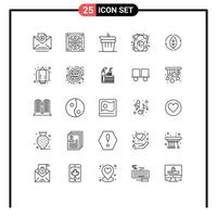 grupo de símbolos de ícone universal de 25 linhas modernas de fonte de energia feito amor dos namorados elementos de design de vetores editáveis