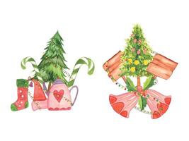 conjunto de clipart de natal em aquarela para camiseta, sublimação, cartão de felicitações, estampas e fundo. feliz natal vetor de sublimação