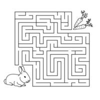 jogo de labirinto alimente o animal, página para colorir para crianças, alimente o coelho com cenouras vetor
