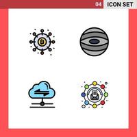 4 ícones criativos sinais modernos e símbolos de distribuição nuvem dinheiro planeta dados editáveis elementos de design vetorial vetor