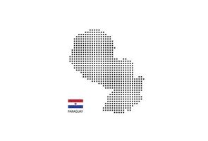 mapa pontilhado de pixel quadrado vetorial do paraguai isolado no fundo branco com bandeira do paraguai. vetor