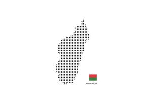 mapa pontilhado de pixel quadrado vetorial de madagascar isolado no fundo branco com bandeira de madagascar. vetor