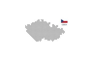 mapa pontilhado de pixel quadrado de vetor da República Tcheca isolado no fundo branco com a bandeira da República Tcheca.