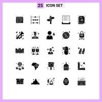 25 ícones criativos sinais modernos e símbolos de formato de cor amor arquivo pagamento elementos de design vetoriais editáveis vetor