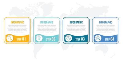 processo de template.business de design infográfico com 4 etapas. elementos vetoriais de linha fina para apresentação vetor