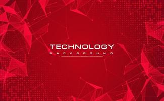 conceito de fundo vermelho de banner de tecnologia digital, efeito de luz de tecnologia de circuito, tecnologia cibernética abstrata, dados futuros de inovação, rede de internet, ai big data, conexão de pontos de linha, vetor de ilustração