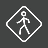 ícone invertido de linha de sinal de pedestre vetor