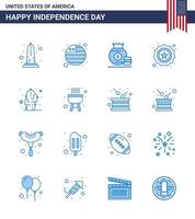 feliz dia da independência eua pacote de 16 azuis criativos de bandeira de flor distintivo de dólar americano editável dia dos eua elementos de design vetorial vetor