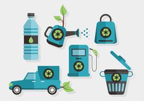 Conjunto de vetores biodegradáveis ​​e recicláveis