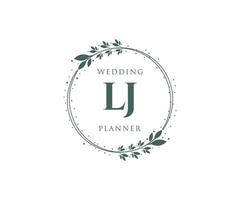 lj letras iniciais coleção de logotipos de monograma de casamento, modelos modernos minimalistas e florais desenhados à mão para cartões de convite, salve a data, identidade elegante para restaurante, boutique, café em vetor