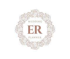 er letras iniciais coleção de logotipos de monograma de casamento, modelos modernos minimalistas e florais desenhados à mão para cartões de convite, salve a data, identidade elegante para restaurante, boutique, café em vetor