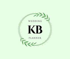 kb letras iniciais coleção de logotipos de monograma de casamento, modelos modernos minimalistas e florais desenhados à mão para cartões de convite, salve a data, identidade elegante para restaurante, boutique, café em vetor