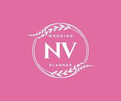 nv letras iniciais coleção de logotipos de monograma de casamento, modelos modernos minimalistas e florais desenhados à mão para cartões de convite, salve a data, identidade elegante para restaurante, boutique, café em vetor