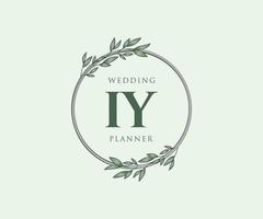 coleção de logotipos de monograma de casamento de letra iy, modelos modernos minimalistas e florais desenhados à mão para cartões de convite, salve a data, identidade elegante para restaurante, boutique, café em vetor